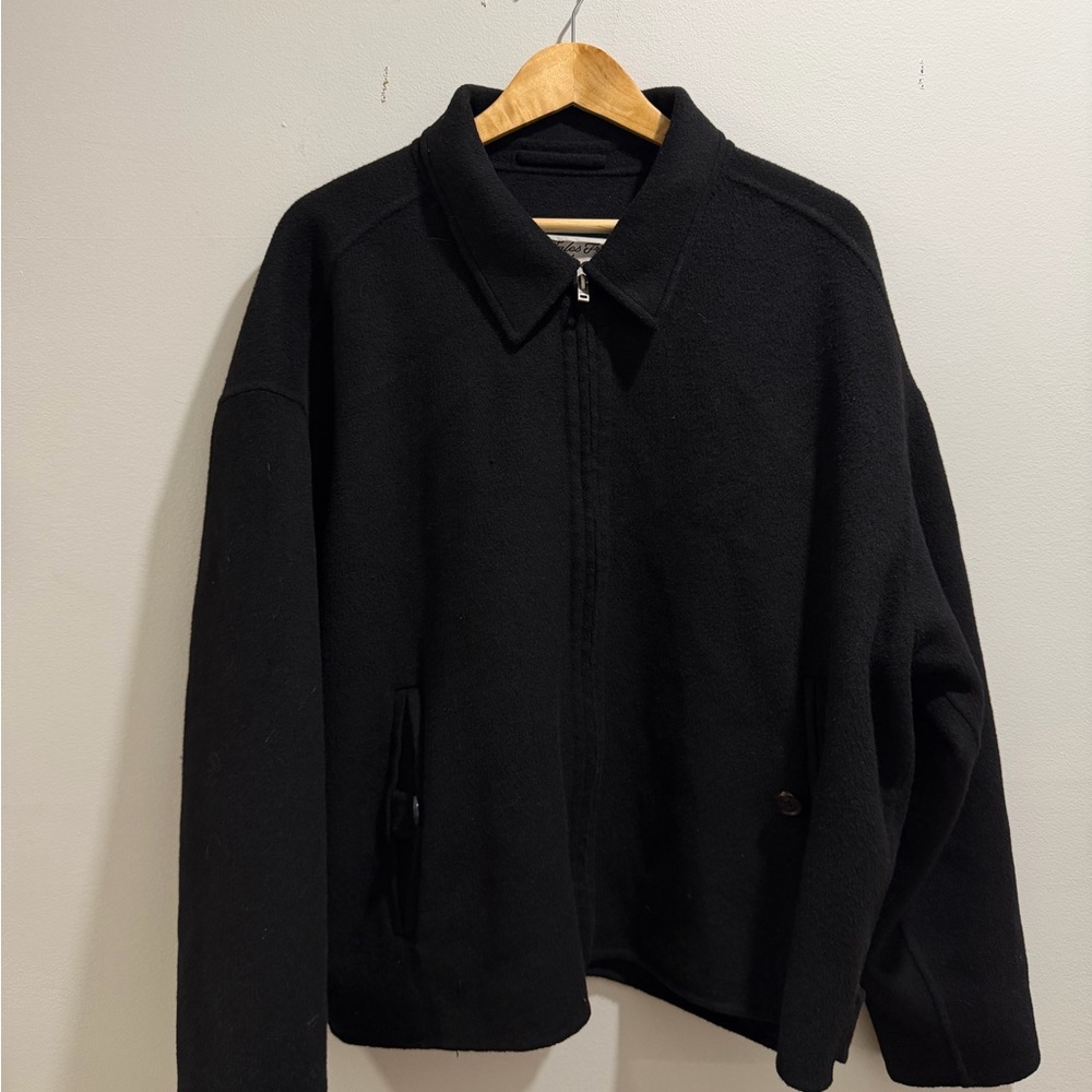 Acne Men’s Black Zip-Up Wool/Cashmere Blend Blouson